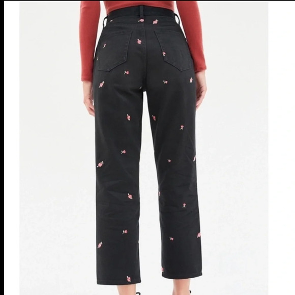 PacSun Black High Rise Jeans with Pink Accents - Picture 1 of 16